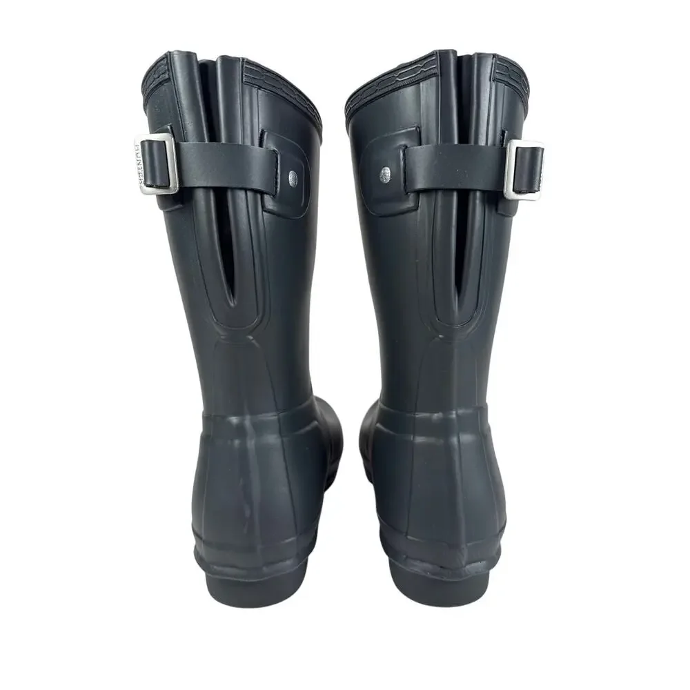 Hunter‎ Original Short Rain Boots Womens 9 Dark Slate Rubber Adjustable Buckle